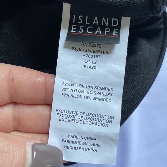 Island Escape One-Piece Black Floral Adjustable Swimsuit Size 10 New - Picture 11 of 11